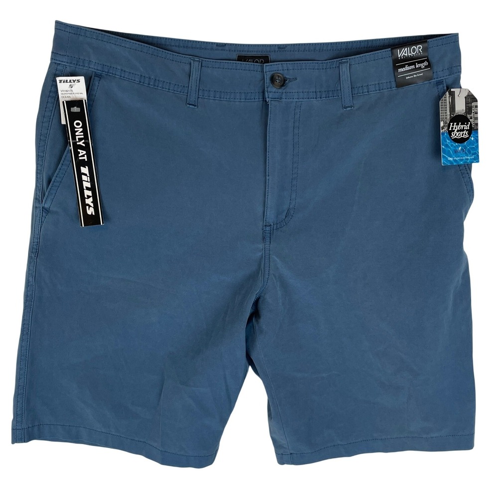 Valor Collective Hybrid Shorts Med Blue Mens Size 34 Cotton Polyester‎ Elastane